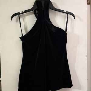 White House Black Market WHBM Women's Halter Top‎ Black Velvet Size 4